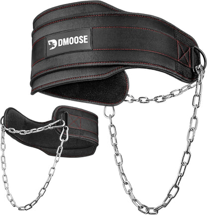 Dip Belt for Weight Lifting, Pullup, Squats & Dips - 36" Robust Steel Chain, Comfortable Neoprene Padding Supports 350Lbs - Gym Weight Belt for Strength Training Workout & Weightlifting